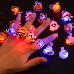 glowing halloween led light rings: pumpkin, ghost, skull - christmas party decoration, kids gift for home