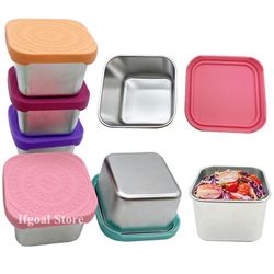 Square Stainless Steel Sauce Cup with Lid: Outdoor Portable Dipping Saucer for Kids Lunch - Small Container