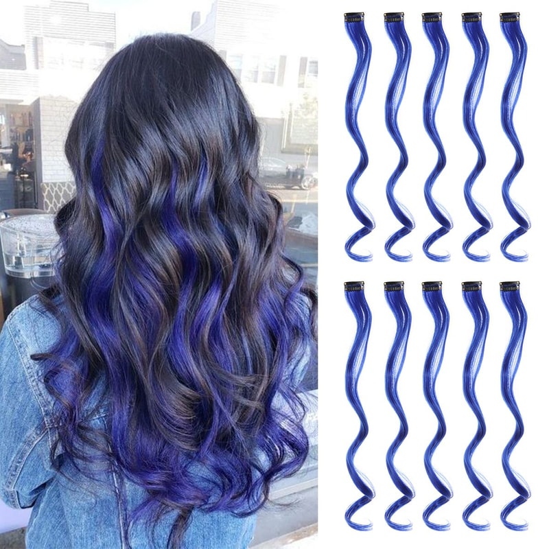 Colorful Curly Hair Extensions Synthetic Long Hairpiece for Girls Women Kids Perfect Party Wig