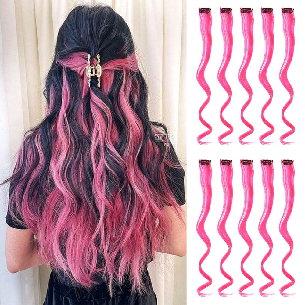 Colorful Curly Hair Extensions Synthetic Long Hairpiece for Girls Women Kids Perfect Party Wig