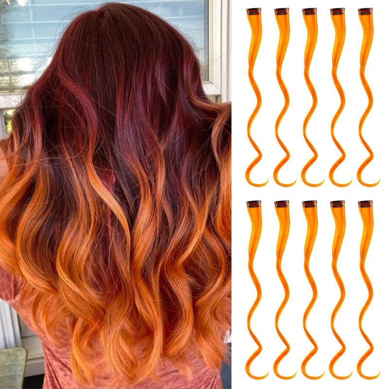 Colorful Curly Hair Extensions Synthetic Long Hairpiece for Girls Women Kids Perfect Party Wig