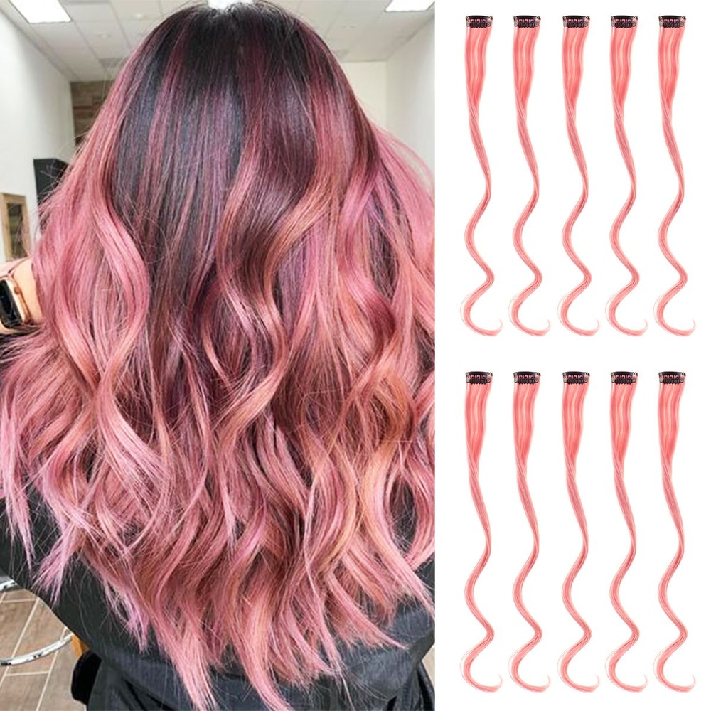 Colorful Curly Hair Extensions Synthetic Long Hairpiece for Girls Women Kids Perfect Party Wig