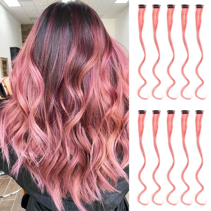 Colorful Curly Hair Extensions Synthetic Long Hairpiece for Girls Women Kids Perfect Party Wig