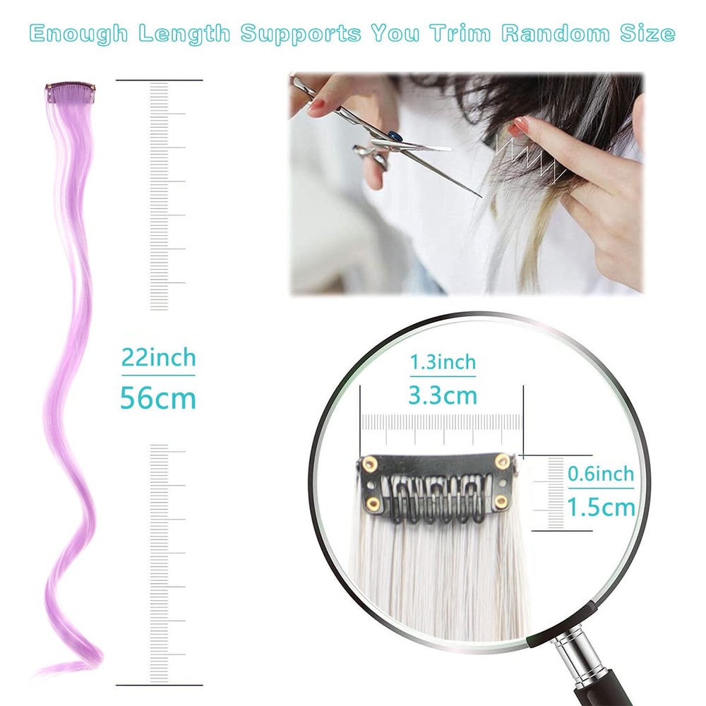 Colorful Curly Hair Extensions Synthetic Long Hairpiece for Girls Women Kids Perfect Party Wig