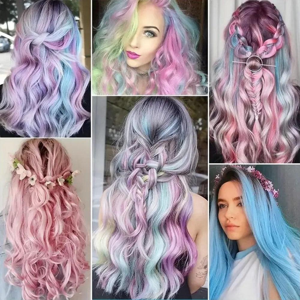 Colorful Curly Hair Extensions Synthetic Long Hairpiece for Girls Women Kids Perfect Party Wig