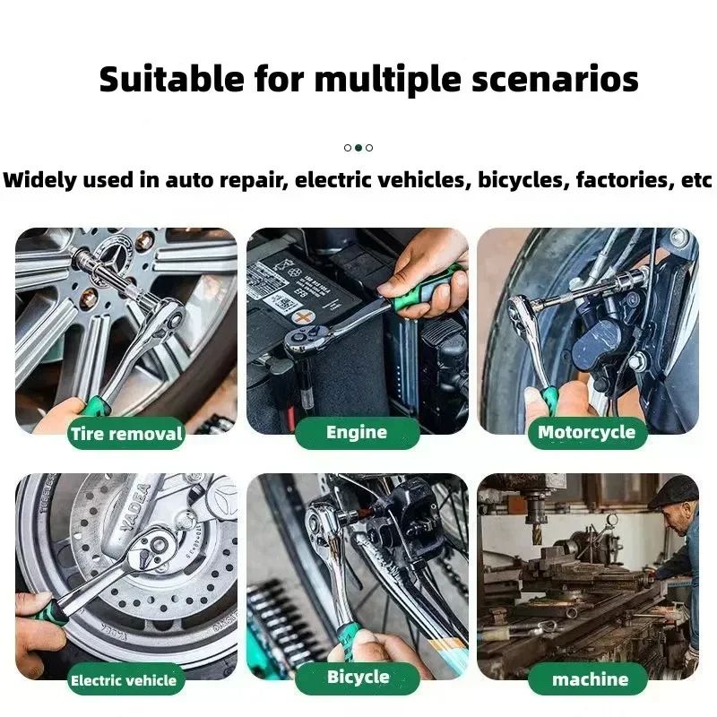 Socket Sleeve Wrench Set Adjustable Ratchet Wrench Kit Portable Car Repair Tool Durable Auto Repair 2