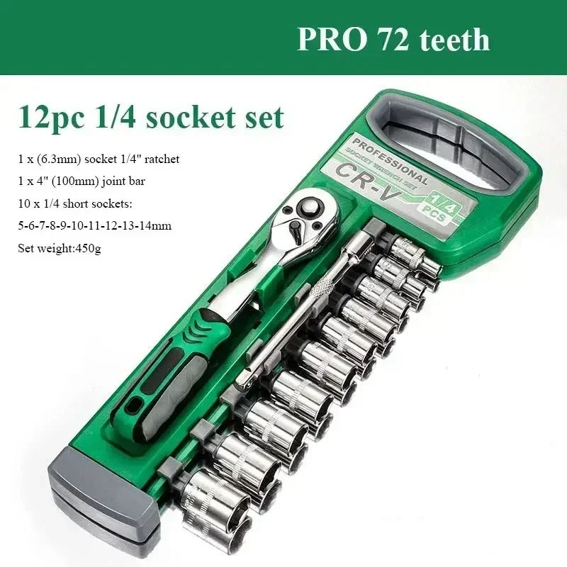 Socket Sleeve Wrench Set Adjustable Ratchet Wrench Kit Portable Car Repair Tool Durable Auto Repair 6