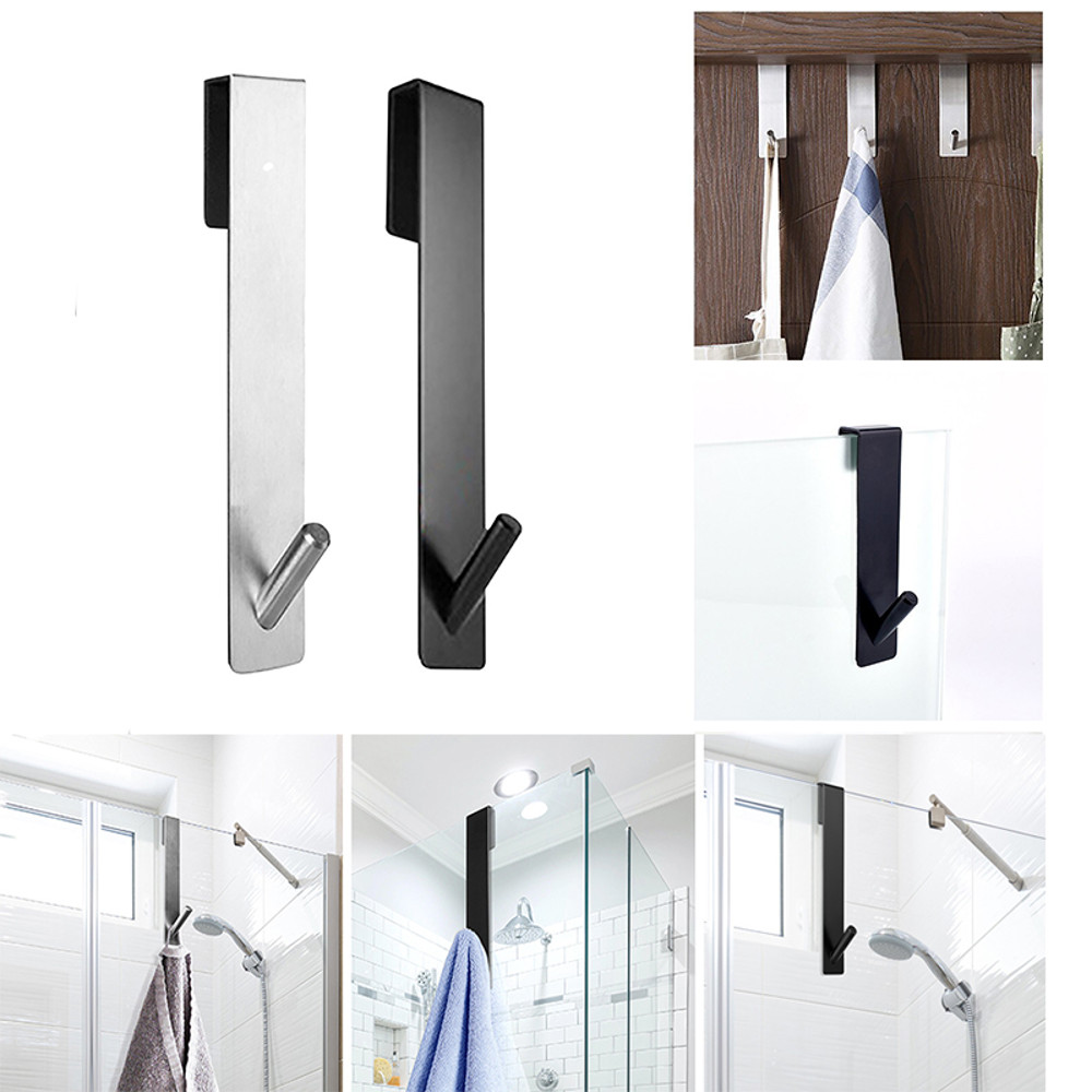 Stainless Steel SShape Door Back Towel Rack  Bathrobe Hanger  Holder Hooks For Shower  Bathroom 2