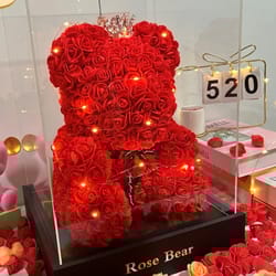artificial flower eternal rose teddy bear for mom, mothers day birthday, valentines day, anniversary gifts decorations