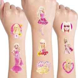 original pink princess barbie tattoo sticker set | waterproof, perfect for birthday party decorations & girls gifts - 1/