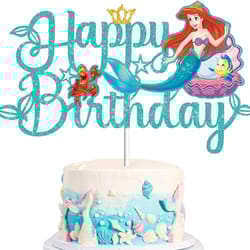 disney ariel the little mermaid cake topper & party supplies | festive table decoration & gifts