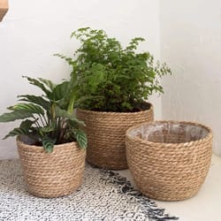 straw weaving flower plant pot basket - indoor & outdoor planter for plantable plants