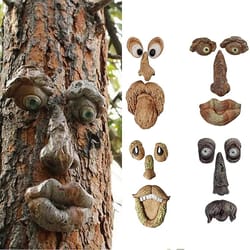 whimsical tree face sculpture, fun outdoor garden decor for all seasons