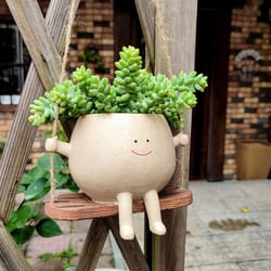 smiling face planter: creative wall hanging pot for garden decor 1