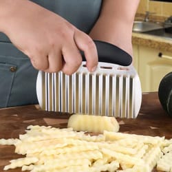 stainless steel potato chip cutter: wavy knife for french fries - chopper kitchen tool