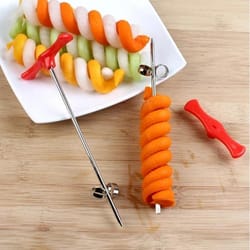 spiral vegetable slicer: manual carving tool for potatoes, cucumbers, and carrots
