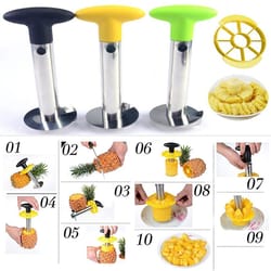 stainless steel pineapple corer slicer | spiral cutter with removable blades | easy coring kitchen tool