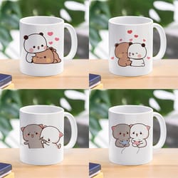 panda bear couple christmas mug - kawaii coffee milk cup set | free shipping!