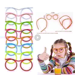 flexible funny glasses straw: unique plastic drinking tube for kids party & bar, colorful beer accessories