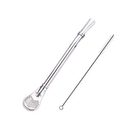 reusable stainless steel tea filter straws for yerba mate & gourd: spoon and washable drinking tools