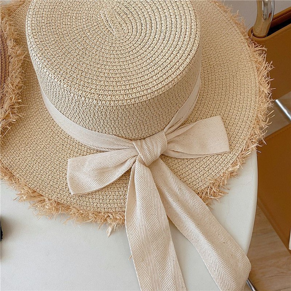 Elegant Beach Hat for Women Straw Sun Hat with Bow Design