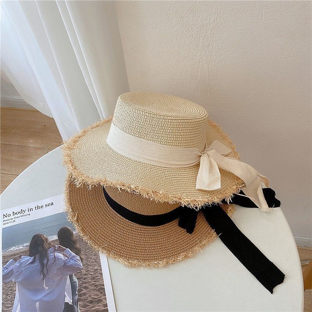 Elegant Beach Hat for Women Straw Sun Hat with Bow Design