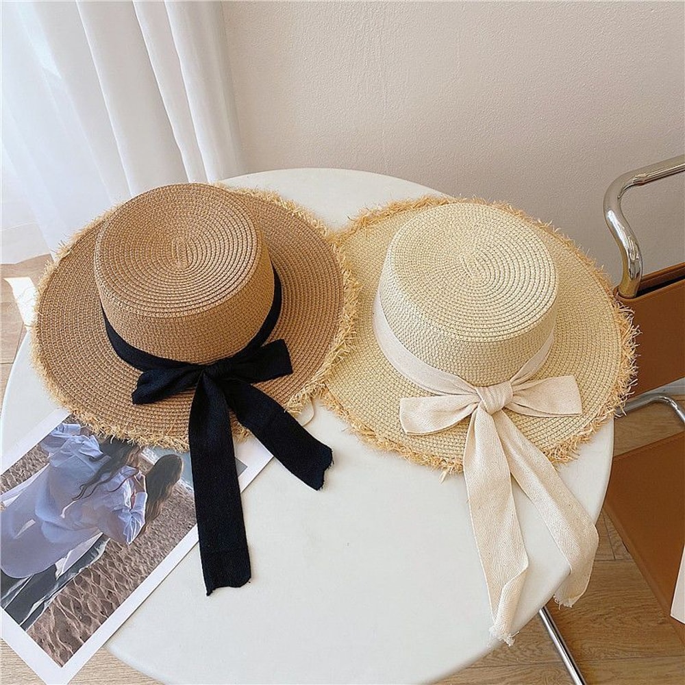 Elegant Beach Hat for Women Straw Sun Hat with Bow Design