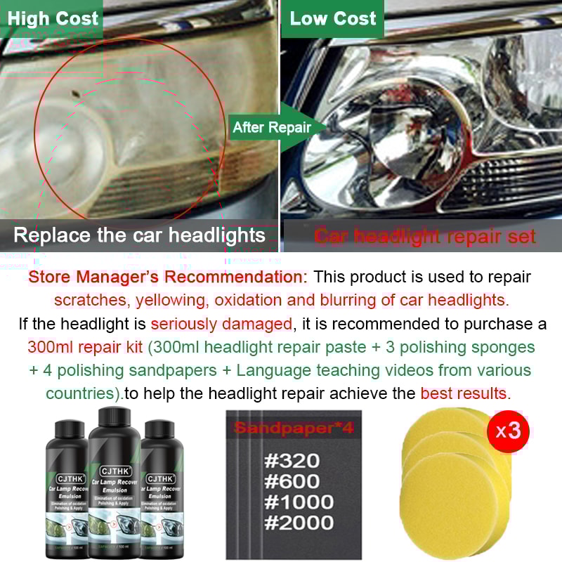 Car Headlight Restoration Kit Headlamp Scratch Remover Polish Liquid For Oxidation Removal 5