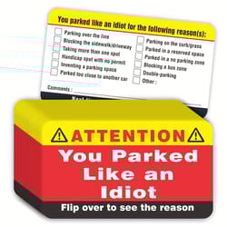 you park like an idiot cards – 50-pack multiple reason violation notices – hilarious bad parking gag gift for adults