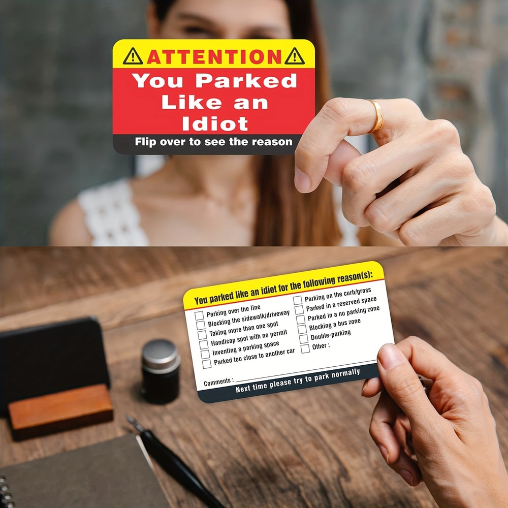 You Park Like an Idiot Cards – 50-Pack Multiple Reason Violation Notices – Hilarious Bad Parking Gag Gift for Adults