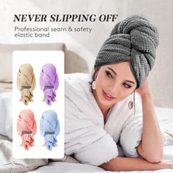 extra large microfiber hair towel wrap,ultra absorbent quick dry turban with elastic band