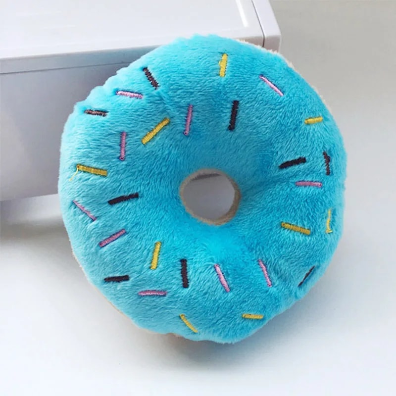 Soft Dog Donuts Plush Chew Toy – Interactive Puppy Toy with Squeaker Sound for Small & Medium Dogs