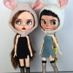 1pcs blyth doll clothes fashion rabbit ears plush hat, multicolor for blyth, azone, fr toys, cute gift for collectors