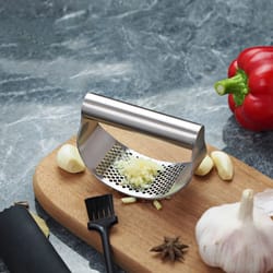 garlic crusher press, manual stainless steel garlic mincer, kitchen food processor tool for fruits and vegetables