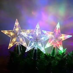 glowing christmas decoration, glitter star tree topper, shining ornaments for home decor, navidad, new year
