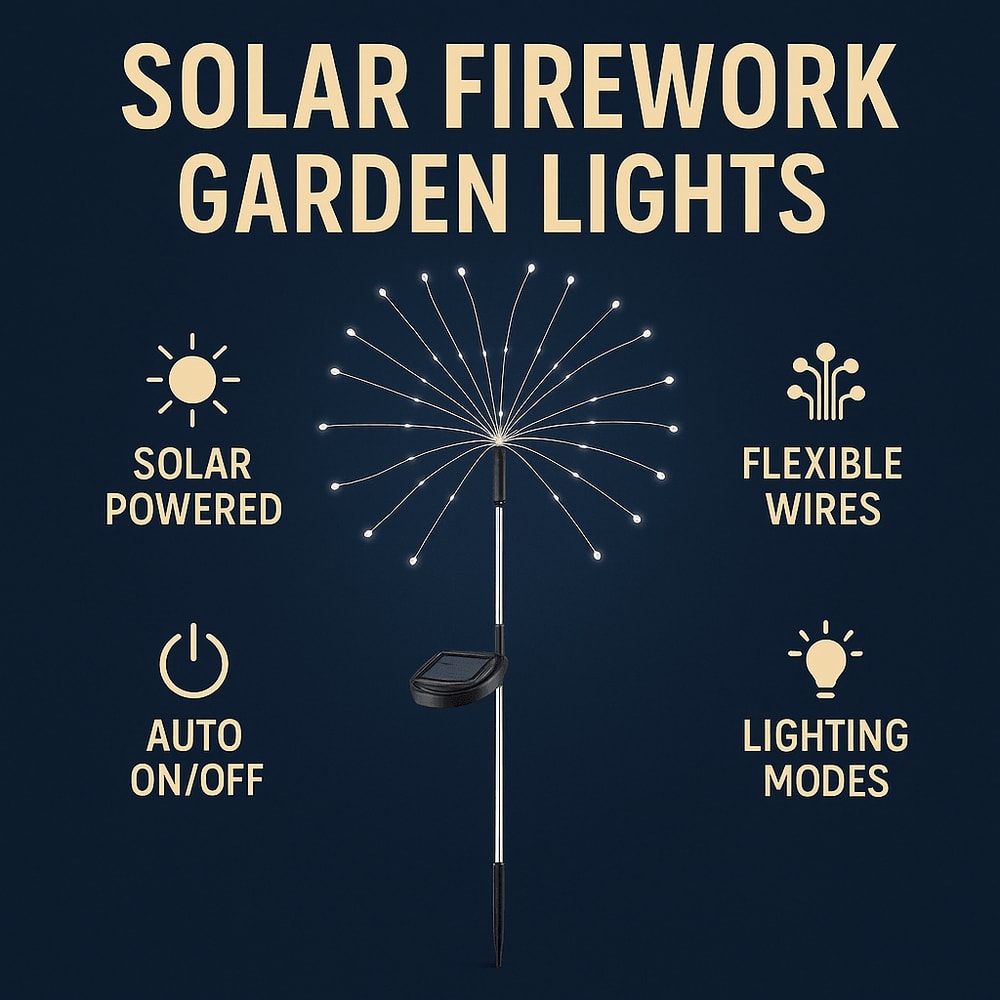 Holiday Lighting Firework Lights for Garden Patio, Solar Fireworks Lights Outdoor, Wedding, Christmas, Wall Decor