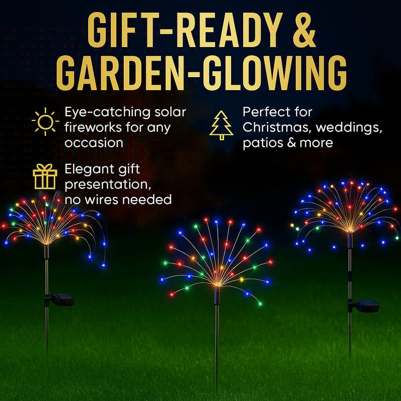 Holiday Lighting Firework Lights For Garden Patio Solar Fireworks Lights Outdoor Wedding Christmas 4