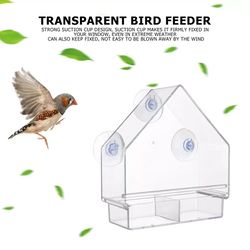 Transparent Suction Cup Bird Feeder: Weatherproof Hanging Birdhouse for Outdoor Garden