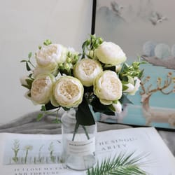 artificial peony bouquet: silk rose vase for home & garden decor | fake flowers