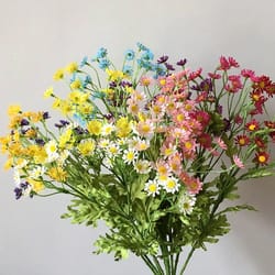 silk artificial daisy flowers: small stamen for home decor