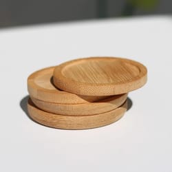 round bamboo tray wood saucer coasters cup pad plate - kitchen decor & coffee cup mat