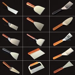 stainless steel spatula & shovel set with wooden handle - bbq, steak, pizza, pastry tools