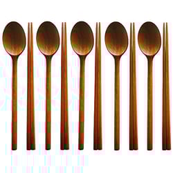 handmade korean dinnerware set: jujube tree wooden utensils - 5 sets of spoons and chopsticks