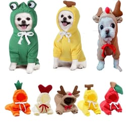 cute fruit dog clothes: warm fleece pet hoodies for small dogs