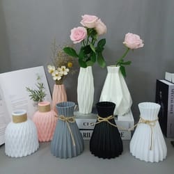 modern unbreakable plastic flower vase | european imitation rattan art home decor | basket arrangement