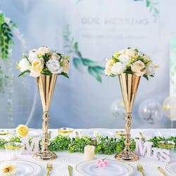 metal flower stand table vase centerpiece wedding decor gold-plated trophy candle holder