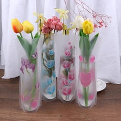 27x12cm home freshness pvc plastic foldable transparent vase flowers jardiniere flower arrangement
