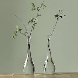 japanese zen transparent glass vase: simple plant flower vase for hydroponic terrarium table decor