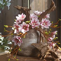 Real Touch Magnolia Bouquet for Home Decor - Artificial Flowers for Living Room, Office, Kitchen, Farmhouse