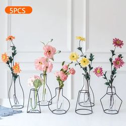 Nordic Flower Vases: Iron Line Plant Holder, Living Room Home Decor - 5PCS for Home Vase Decoration
